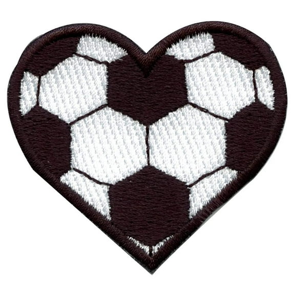 Soccer Ball Heart Embroidered Iron On Patch