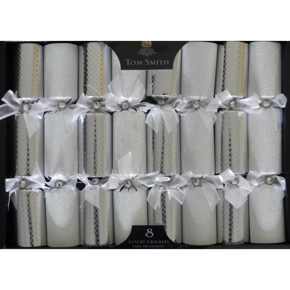 Tom Smith SILVER Luxury Christmas Crackers Pack of 8 Each