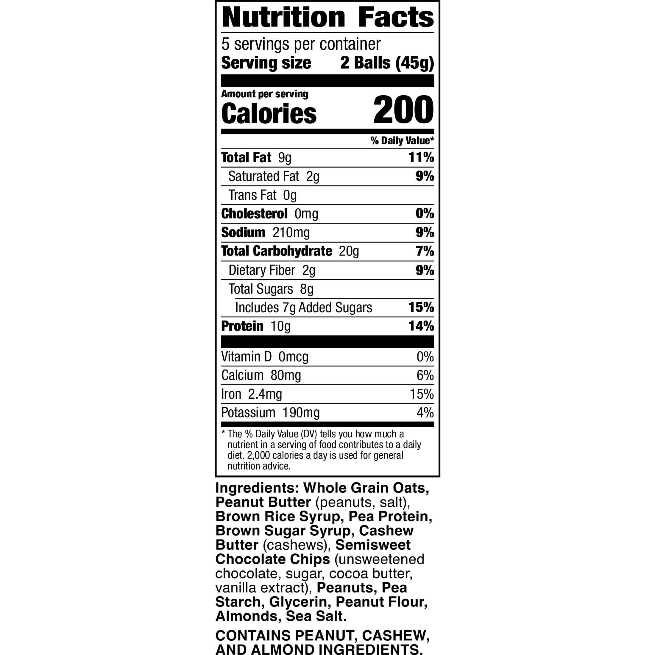 Nature Valley Oat and Nut Protein Granola Balls, Peanut Butter and Chocolate Chip, 7.94 oz