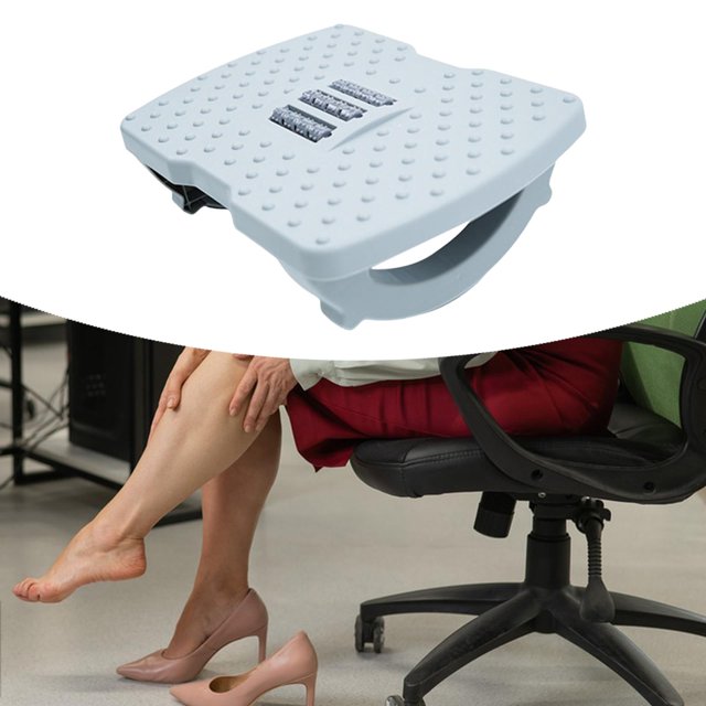 Reposapiés mecedor debajo del escritorio, soporte para pies, versátil, antideslizante, reposapiés ergonómico portátil, para el trabajo y el hogar Gris