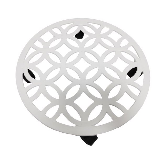 Soporte para plantas con ruedas Living Accents, hierro fundido blanco, 3 cm de alto