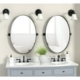 thumbnail image 2 of 18 in. x 28 in. Oval Black Metal Framed Vanity Bathroom Pivot Wall Mirror, 2 of 9