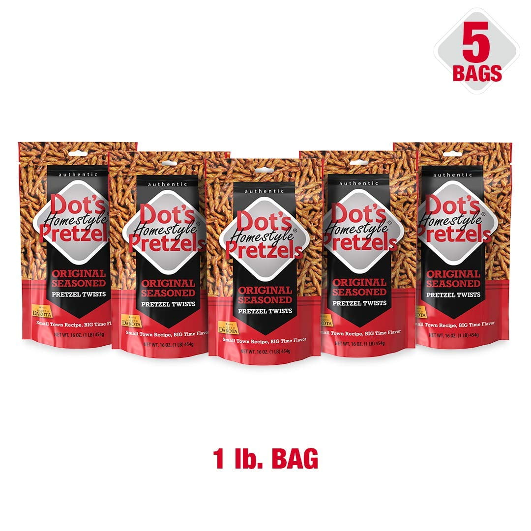 Dot's Homestyle Pretzels 1 lb. Bag (5 Bags) 16 oz. Unique Seasoned