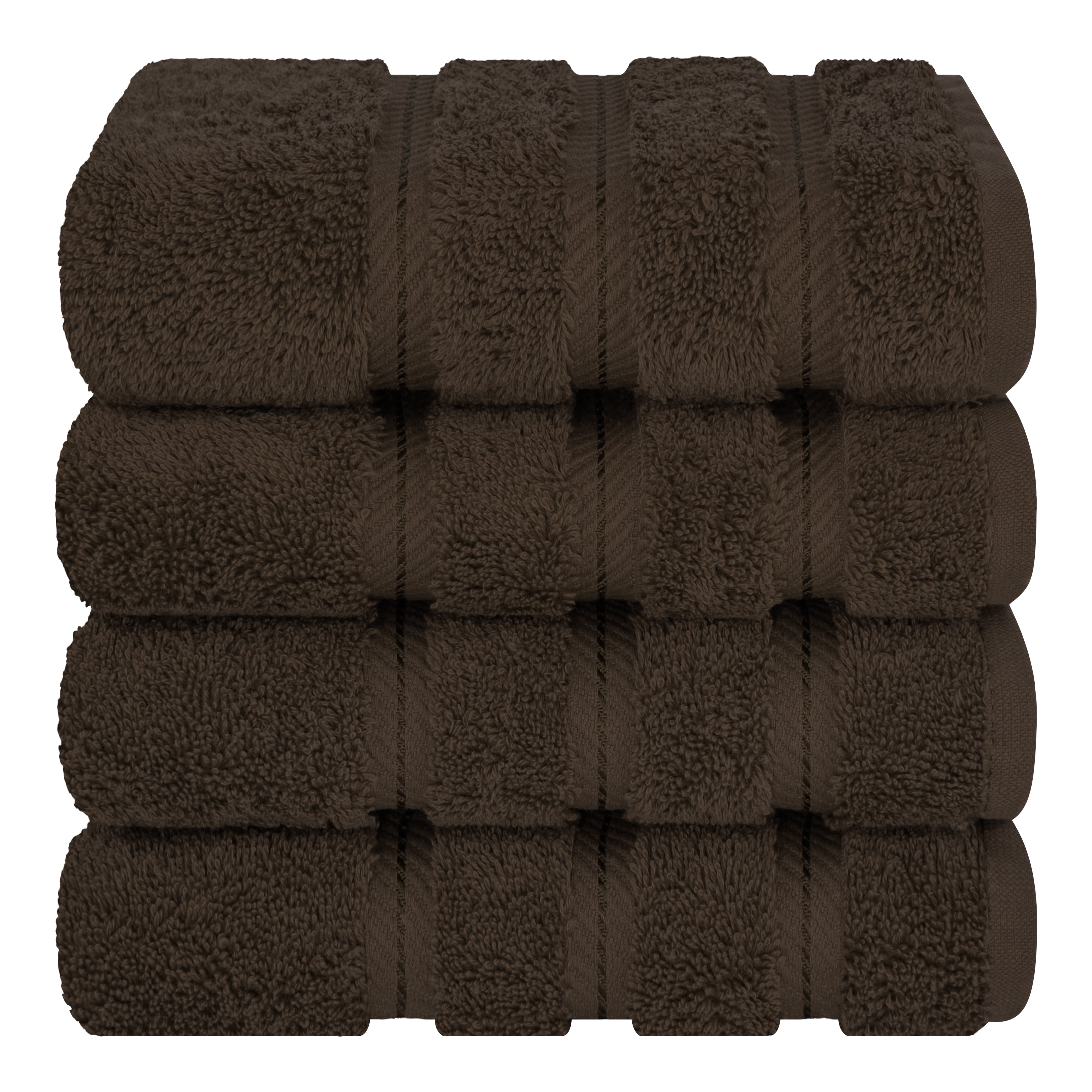 American Soft Linen Luxury Turkish Hand Towel Set, 100% Cotton 4 Piece Hand Face Towels for Bathroom and Kitchen, Brown