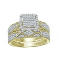 thumbnail image 3 of 10kt Yellow Gold His Hers Round Diamond Cluster Matching Wedding Set 3/4 Cttw, 3 of 4