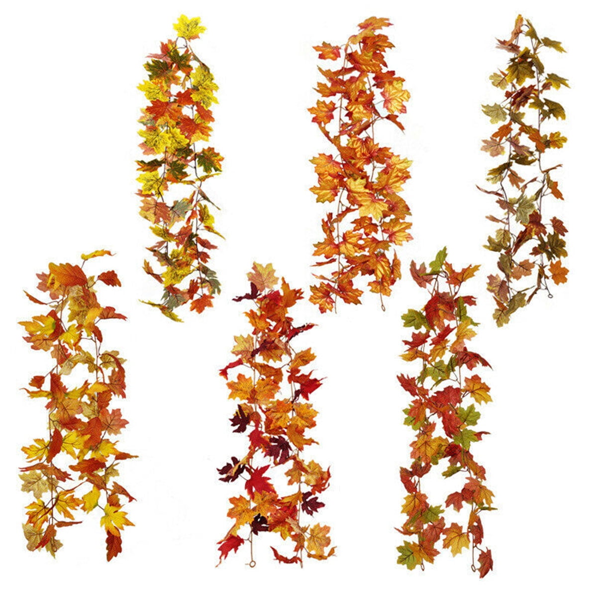 12Pack Artificial Fall Maple Leaves Autumn Fake Leaf Vine Garland Hanging Plant 