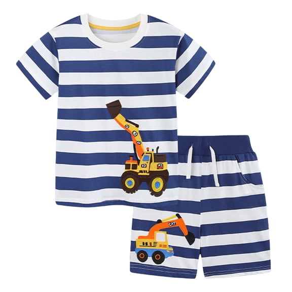 TSHXS Boys Summer Clothes Size 6 Boys Clothes Boys Clothing Sets Loose Athletic Crew Neck T-Shirt And Short Outfits