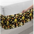 thumbnail image 2 of Vintage Bed Skirt, Natural Theme Floral Motifs with Fall Flowers and Blossoms Patterns, Elastic Bedskirt Dust Ruffle Wrap Around for Bedding Decor, 4 Sizes, Yellow Pale Orange Black, by Ambesonne, 2 of 2