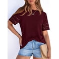 thumbnail image 4 of PRETTYGARDEN Summer Tops for Women Lace Short Sleeve T-Shirts Casual Blouses Spring Fashion Clothes Vacation Outfits, 4 of 8