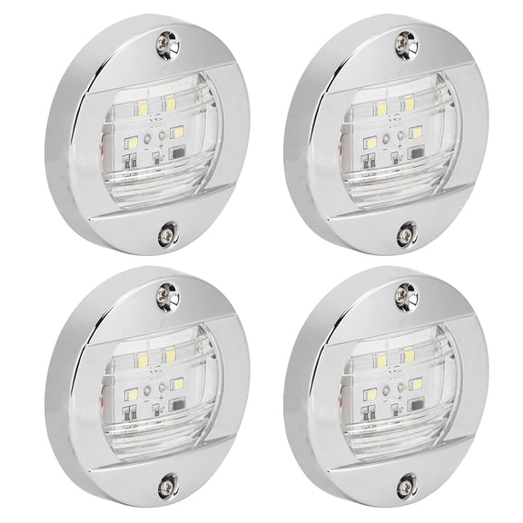 Suodoka 4pcs Clear Lens LED Round Navigation Stern White Light, 12V Chrome Waterproof Indicator Lamp for Boat, Yacht, Marine, and Trucks (6.3 inches / 16 cm)