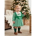 thumbnail image 4 of RUINIXCW Toddler Baby Girls Christmas Dress Adorable Tree Embroidery Long Sleeve Round Neck Plaid Dress, 4 of 8