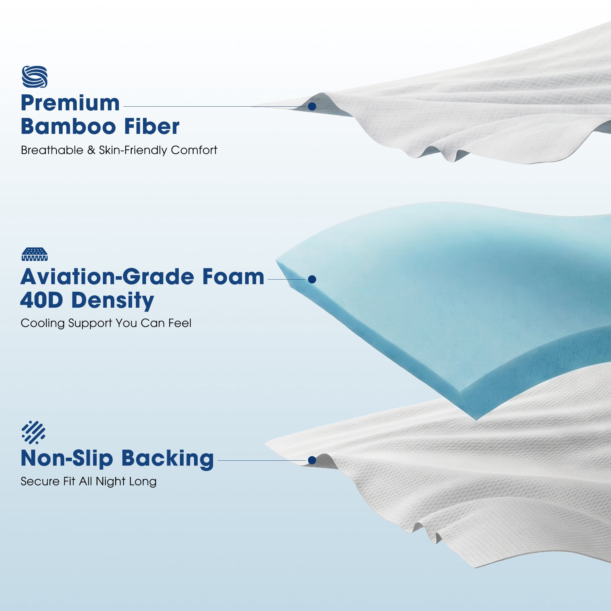 3 Inch Gel Memory Foam Mattress Topper Twin Size Pressure Relief Cooling Pad High Density Bed Topper (with Removable & Washable Bamboo Cover)