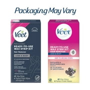 Veet Hair Removal Waxing Kit Strips with Shea Butter, Body Hair Remover for Women, 40 Count