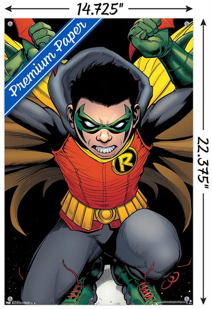 DC Comics - Robin - Damian Wayne Wall Poster with Push Pins, 14.725" x 22.375"