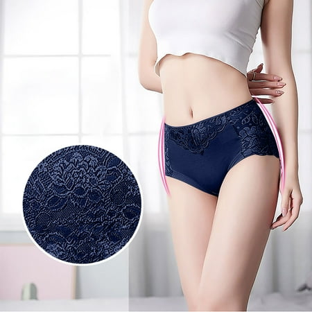 

Knosfe Stretch Breathable Panties for Women Underwear Women s Mid Waisted Lace Briefs