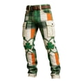 thumbnail image 4 of CONZONE St. Patrick's Day Mens Baggy Cargo Shorts Green Clover Graphic Buttons Cargo Pants for Men Lightweight Relaxed Fit Streetwear Workout Trousers With Pockets, 4 of 4
