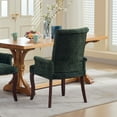 thumbnail image 4 of S-HOME Elegant Tufted Accent Dining Chair in Soft Chenille Fabric with Curved Solid Wood Legs, for Dining Room or Kitchen, Olive Green, 4 of 18
