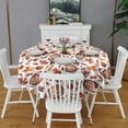 thumbnail image 2 of Fall Footballs and Autumn Leaves Pattern Round Tablecloth 60" X 60",Wrinkle Wipeable Table Cloth for Kitchen Dining Room Picnic Patio Party, 2 of 6