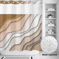thumbnail image 3 of No Hook Shower Curtain with Built-in Rings - Beige Brown Beach Coastal Washable Waterproof Fabric Bathroom Curtains for Hotel,Rentals, 72 X 72 Inch Long , Abstract Geometric Ocean Waves, 3 of 8
