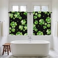 thumbnail image 4 of St. Patrick's Day Kitchen Curtain for Berdoom Living Room Cafe 54 Inch Length, Watercolor Green Shamrock Polka Dots Black Tiers Curtains Light Filtering Drapes Window Treatment 2 Panels 52"Wx54"L, 4 of 8