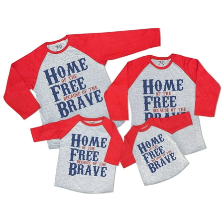 

7 ate 9 Apparel Matching Family 4th of July Shirts - Home of The Free Red Shirt 18 Months