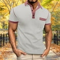 thumbnail image 2 of RYRJJ Men's Casual Polo Shirts Classic Short Sleeve Basic Button T-Shirt Lightweight Cotton Golf Tee Tops with Pocket(Beige,L), 2 of 7
