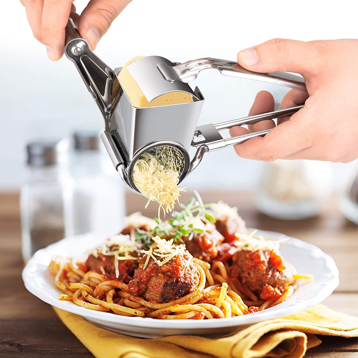 Vivaant Professional-Grade Rotary Grater - 2 Stainless Steel Drums