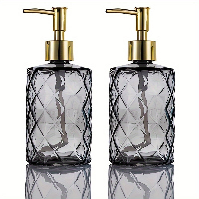 AIGIA Glass Soap Dispenser 12oz Liquid Hand Soap Dispenser, Rustproof Pump for Kitchen & Bathroom,Great for Lotions,Essential Oil,Liquid Soaps(2 Pack)