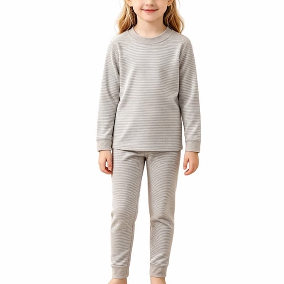 Ruyang Toddler 2 Piece Outfit Oversized Long Sleeve Crew Neck Top Jogger Pants Kids Striped Sets Fall Winter Home Loungewear