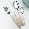 thumbnail image 1 of PEONAVET Tableware Set A Four-piece Set Of Stainless Steel Double-sided-patterned Tableware, 1 of 9