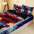 thumbnail image 2 of Erosebridal Fire Truck Zipper Full Size Comforter Sets with Fitted Sheet and 2 Pillowcases, Firefighter Zipper Bedding Set, City Night, Black Reversible, 2 of 7