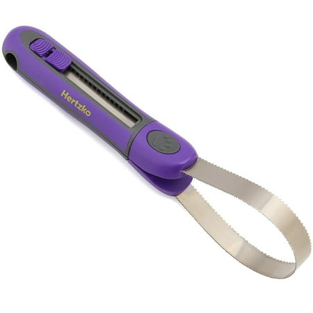 Deshedding Tool by Hertzko - Blade Can Be Used Either Looped or Straight - Coarse and Fine Teeth for Long and Short Coats - Removes Dead Hair & Reduces Shedding (Best Way To Remove Shedding Dog Hair)