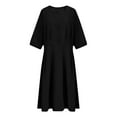 thumbnail image 5 of Plus Size V Neck Mini Dress for Women Short Sleeve Casual Summer A-Line Tunic Dress with Pockets Flowy Sundress, 5 of 7