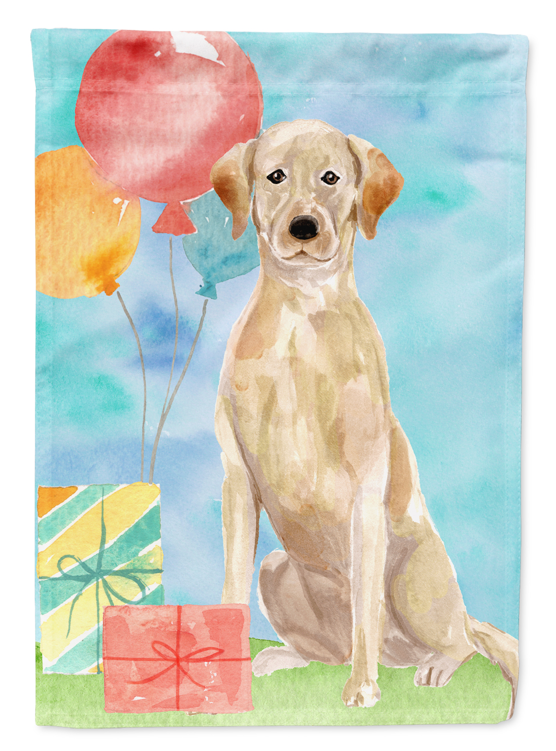 Happy Birthday Yellow Labrador  Retriever Garden Flag 