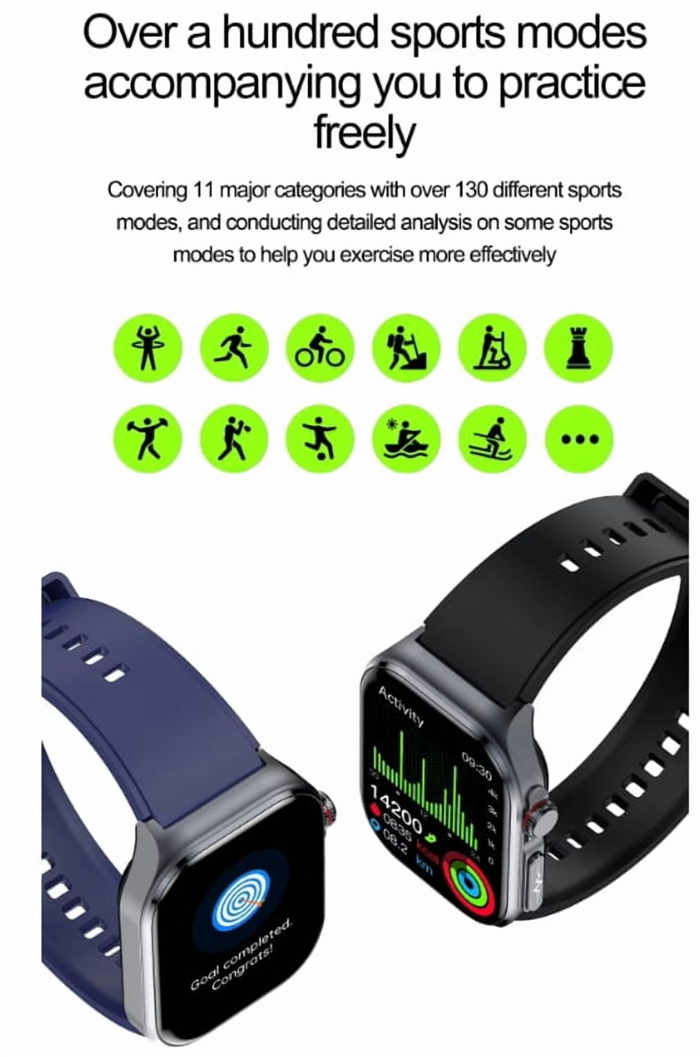 LAATIKUI ET585 smart watch Bluetooth GPS men and women sports mode 2.04-inch fitness exercise tracker answering/calling/smart reminder