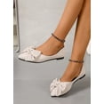 thumbnail image 3 of Elegant Black Flats For Women, Bow Decor Point Toe Faux Suede Ballet Flats, 3 of 4