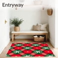 thumbnail image 3 of ODIKA 8'x10' Machine Washable Non-Slip Area Rug, Traditional Tartan Plaid with Holly Berry Accent Motifs High Traffic Rug with Pad, Red, 625710, 3 of 8