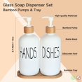 thumbnail image 2 of Set dispensador de jabón DIDROOM Glass con bandeja de bambú, color blanco, 2 of 6