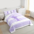 thumbnail image 3 of Feelyou Purple Monogrammed I Bedding Comforter Set, Geometric Stripes Twin Comforter Sets, Bowknot Princess Bedding Set, Breathable Home Decor,2-Piece, 3 of 8