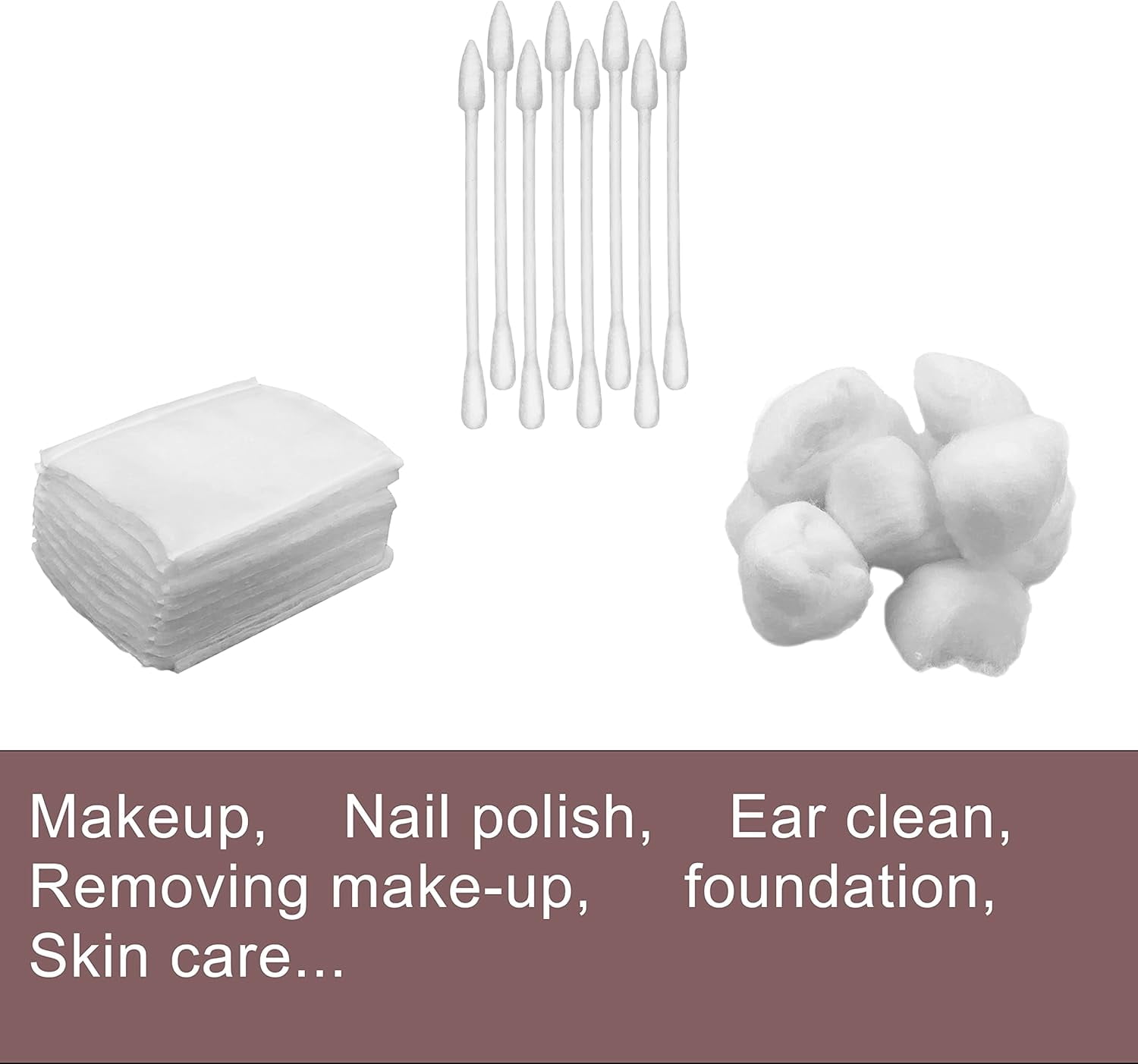 Travel Portable Cotton Swabs Set: Cotton Swabs, Cotton Pads, Cotton Balls in Reusable Storage Box for Cosmetics, Makeup Remover, Nail Polish Remover