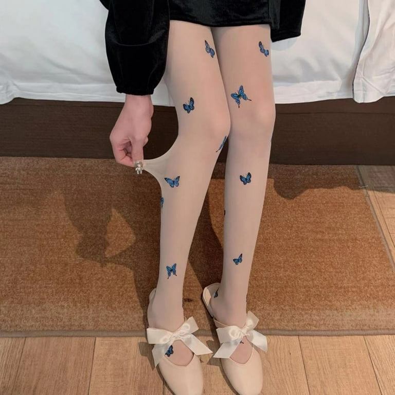 Stockings Ultra-Thin Tights Print Stocking Blue-Butterfly Bottoming Socks  Pantyhose Women Hollow Tights Thick Pantyhose for Women Winter Lined Tights  Fishnets Women Tights plus Size Pantyhose for 