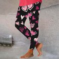thumbnail image 2 of Feancey Todays Daily Sales Women's Leggings Dressy Casual Heart Printed High Waist Yoga Pants Stretchy Skinny Tummy Control Sport Workout Tight Cute Quick Dry Leggings Pink S, 2 of 8