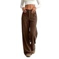 thumbnail image 6 of Corduroy Pants Womens Low Rise Wide Leg Cargo Pants Casual Baggy Lounge Pant Office Business Work Pant with Pockets Coffee S, 6 of 7