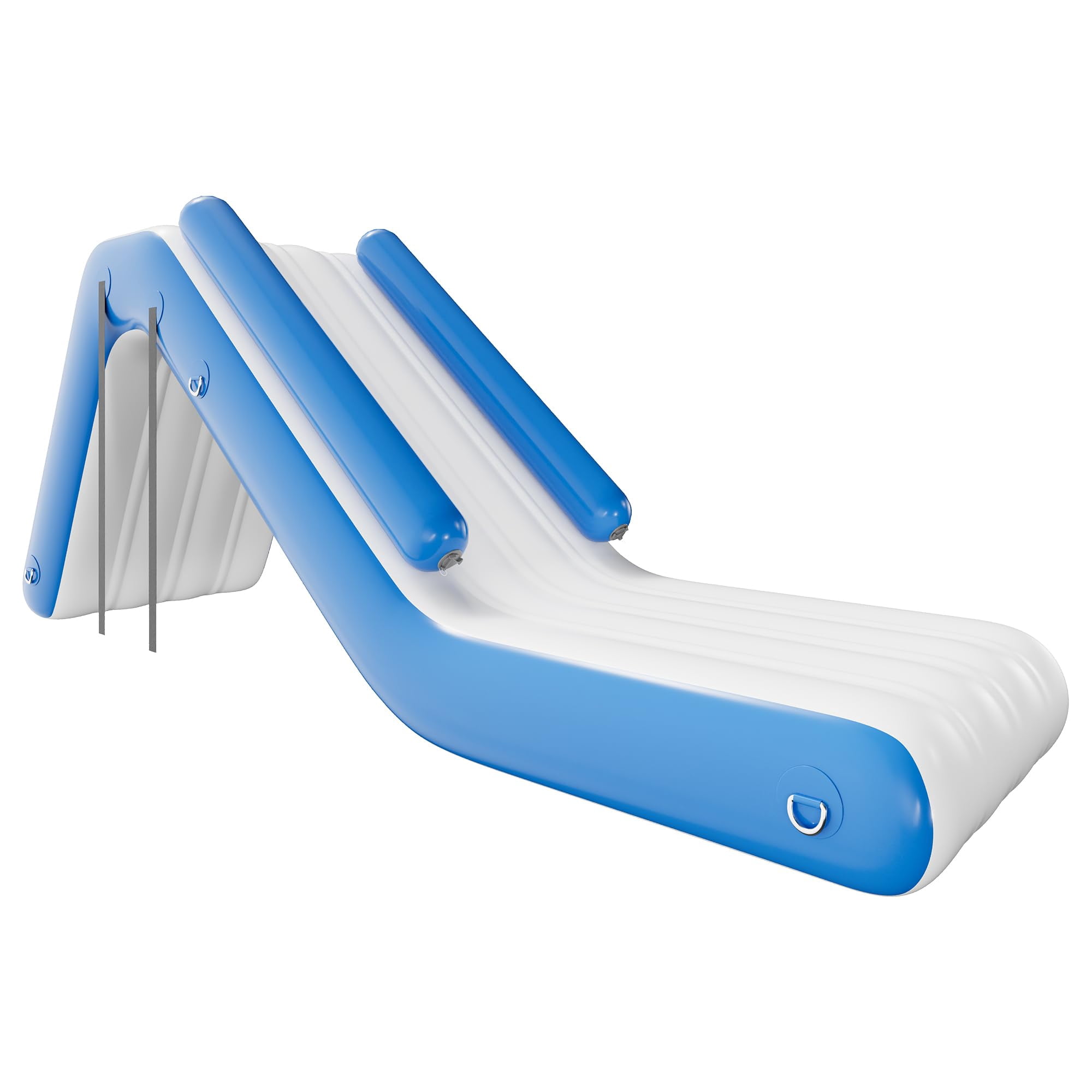 Jocisland 10L×2.6W×4H ft Inflatable Pontoon Water Slide with Climbing Handle, White & Blue, Outdoor Waterfall Slide for Adults & Kids