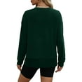 thumbnail image 4 of ATOYSOY Women's Casual Sweatshirts Loose Sweaters Crew Neck Blouses Outwear Long Sleeve Tops Fall Winter Solid Color Pullover Side Split Workout Retro Fashion Green M, 4 of 7
