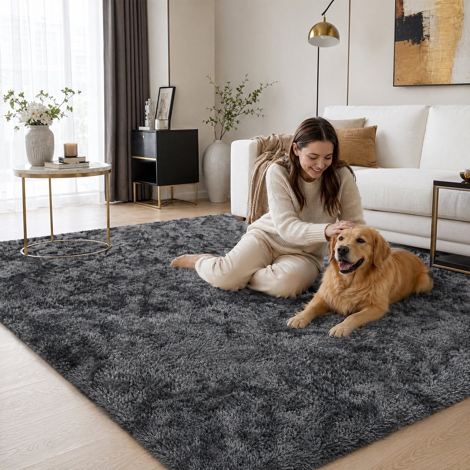 YEERSWAG 4'x6'Area Rugs Fluffy Rug Indoor Shaggy Rugs Area Rugs for Living Room Bedroom Carpet