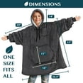 thumbnail image 4 of PAVILIA Wearable Blanket Sweatshirt for Kids Boy Girl Dark Grey Charcoal, Warm Cozy Giant Blanket Hoodie, Fleece Sherpa Oversized Blanket Sweatshirt with Sleeves, Big Pocket, Christmas Gift, 4 of 7