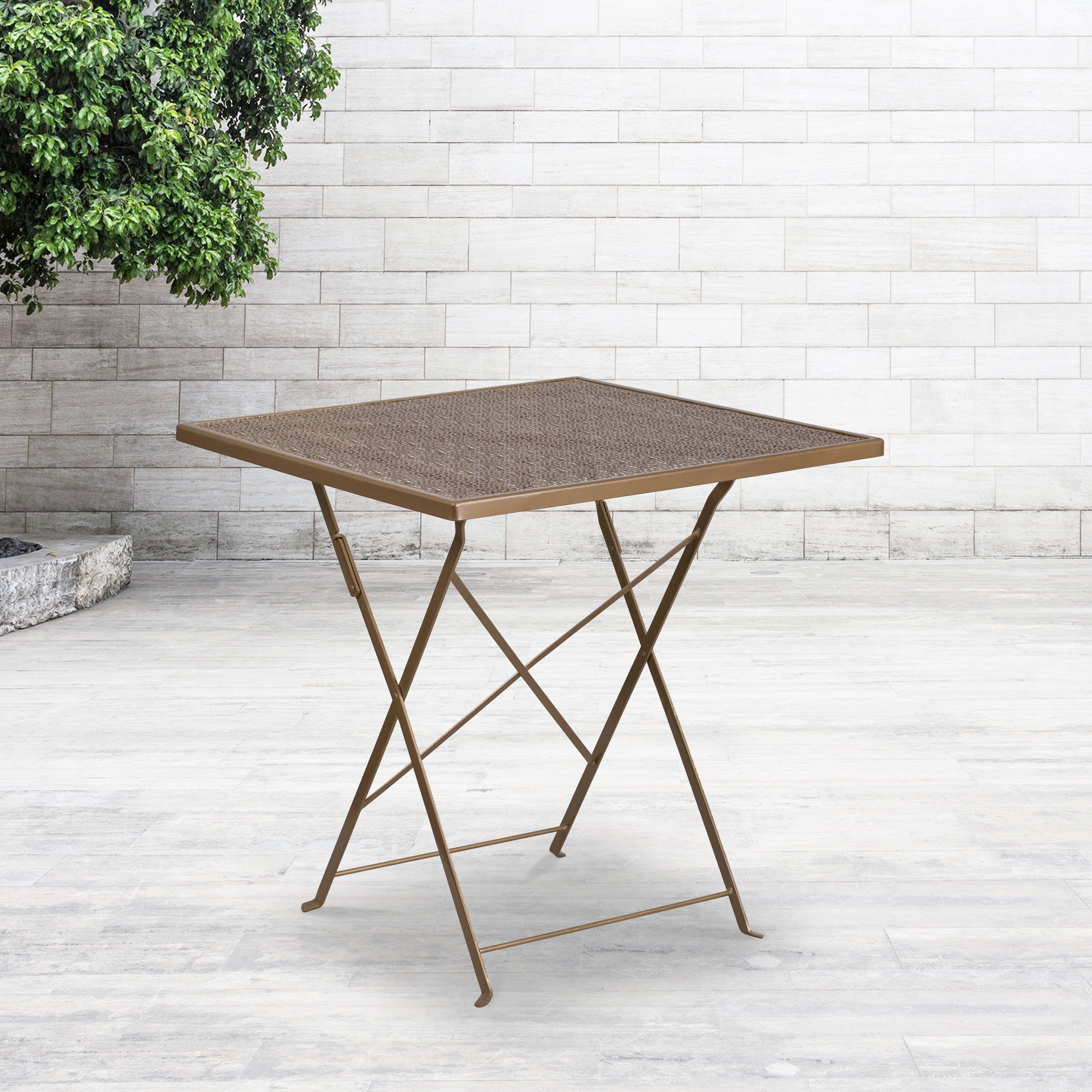 Details about   Flash Furniture 28'' Square Gold Indoor-Outdoor Steel Patio Table CO-5-GD-GG 