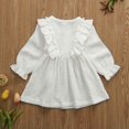 thumbnail image 4 of PENGXIANG Baby Autumn Clothes Solid Color O-Neck Flower Long Sleeves Ruffle Dress, 4 of 8