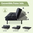 thumbnail image 3 of Hcore Memory Foam Convertible Sofa Bed/Couch/Futon Sets with Black Faux Leather for Living Room, 3 of 9